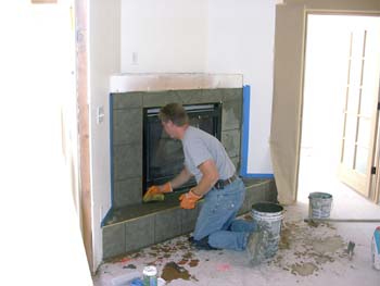 0190 - Grouting the fireplace
